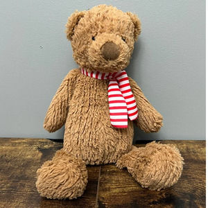 Manhattan Toy Brown Teddy Bear with Red & White Striped Scarf Plush‎